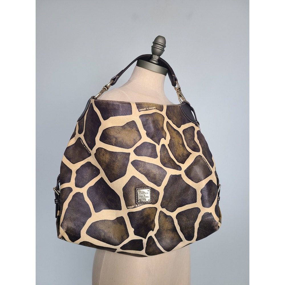 Dooney & Bourke Giraffe Print Leather Hobo Shoulder Purse Wallet Set Y2K - Picture 3 of 11